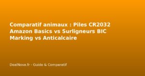 Comparatif animaux : Piles CR2032 Amazon Basics vs Surligneurs BIC Mar…